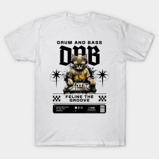 DNB - Cat Dj Feline The Groove (Black/Cat A) T-Shirt